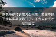 蘑菇短视频到底怎么回事，表面平静下面其实早就炸开了，不少人看完才后知后觉