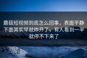 蘑菇短视频到底怎么回事，表面平静下面其实早就炸开了，有人看到一半就停不下来了