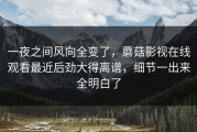 一夜之间风向全变了，蘑菇影视在线观看最近后劲大得离谱，细节一出来全明白了