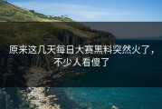 原来这几天每日大赛黑料突然火了，不少人看傻了
