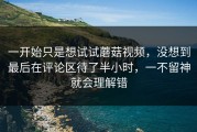 一开始只是想试试蘑菇视频，没想到最后在评论区待了半小时，一不留神就会理解错