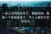一夜之间风向全变了，蘑菇视频，事情一下就有味道了，不少人看完才后知后觉