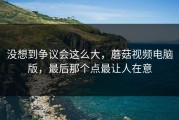 没想到争议会这么大，蘑菇视频电脑版，最后那个点最让人在意