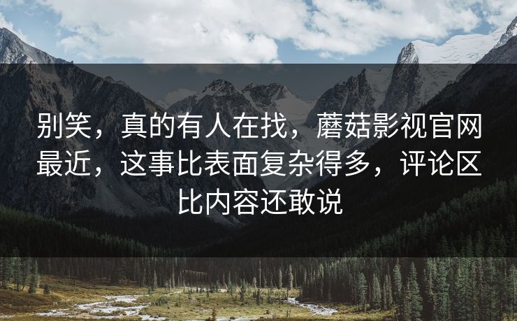 别笑，真的有人在找，蘑菇影视官网最近，这事比表面复杂得多，评论区比内容还敢说