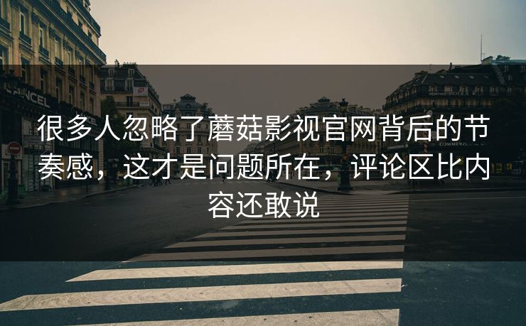 很多人忽略了蘑菇影视官网背后的节奏感，这才是问题所在，评论区比内容还敢说