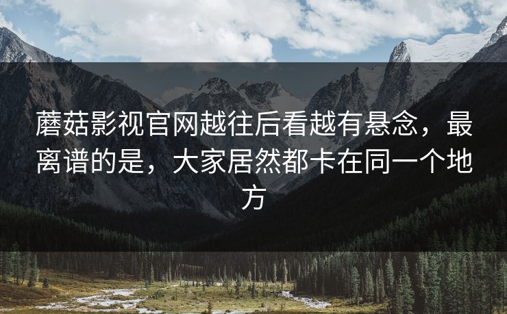 蘑菇影视官网越往后看越有悬念，最离谱的是，大家居然都卡在同一个地方