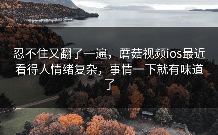 忍不住又翻了一遍，蘑菇视频ios最近看得人情绪复杂，事情一下就有味道了