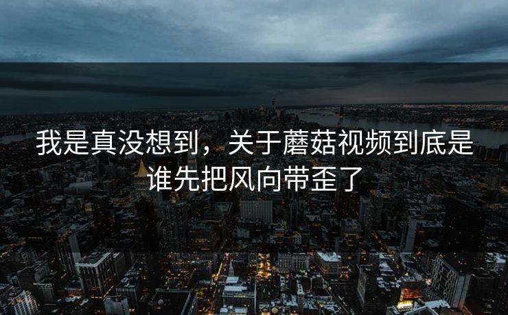 我是真没想到,关于蘑菇视频到底是谁先把风向带歪了 我是真没想到,关于蘑菇视频到底是谁先把风向带歪了