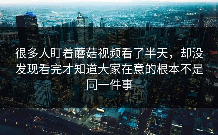 很多人盯着蘑菇视频看了半天,却没发现看完才知道大家在意的根本不是同一件事 很多人盯着蘑菇视频看了半天,却没发现看完才知道大家在意的根本不是同一件事