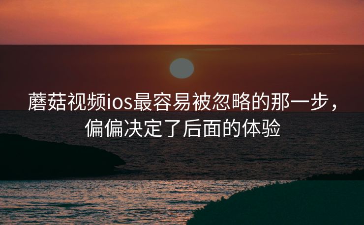 蘑菇视频ios最容易被忽略的那一步,偏偏决定了后面的体验 蘑菇视频ios最容易被忽略的那一步,偏偏决定了后面的体验