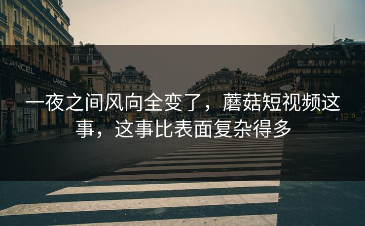 一夜之间风向全变了,蘑菇短视频这事,这事比表面复杂得多 一夜之间风向全变了,蘑菇短视频这事,这事比表面复杂得多